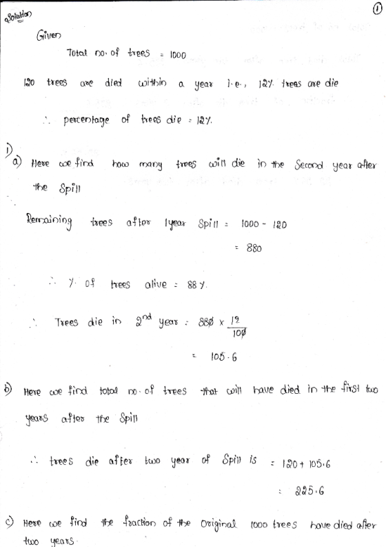 Total no. of teeS 1D00 . pexcentoge of ees die 27 a) tleve coe find oo many fres coin die i the Secood year aHer he Spiln 8