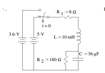 t=0 3.6-V 5.V L:-10-mH R2:= 180,Ω