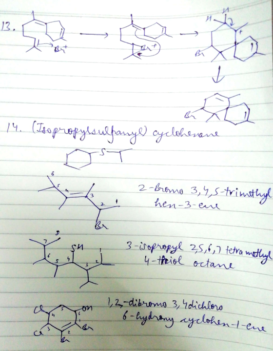 13. (Toprepoyhaufam ayelabevant 2-rema 3,7,5-trimsthyt hen-3-er 2 3-iopropy 25,,) tetra mdty 4-theiol cctane 2 1,2-dibrma 3,