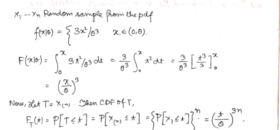 fiorm the paf XXn Ramdem Aample em pdf fe)=3x/3xe (0,0) 3 Fle) 3A*63 olt 2dt 3 en CDF ofT New, det T X 3n