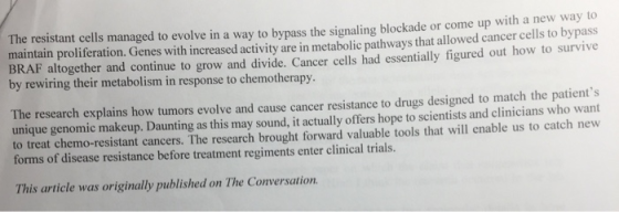 The resistant cells managed to evolve in a way to bypass the signaling blockade or come up with a new way to maintain prolife