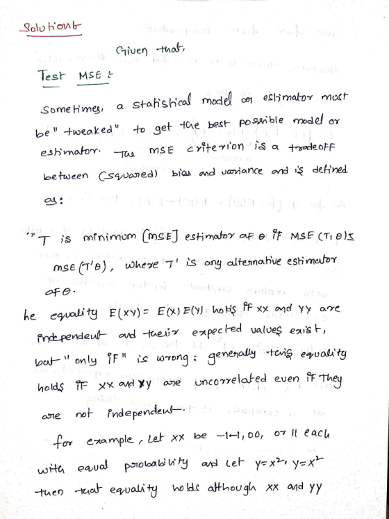 Solo bon Test MSE Some himes, a stahshal mode cs efimalo must loe tweaked to get e best possible model or a trocde oFF oet