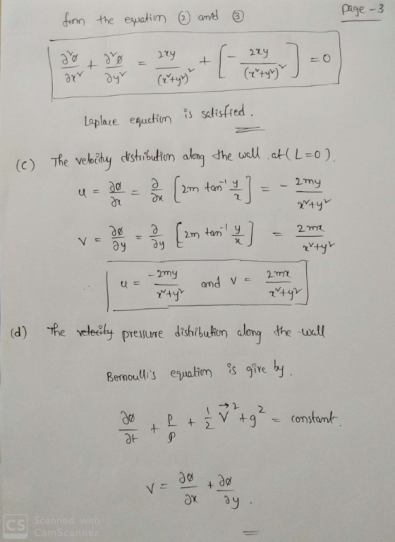 pige -3 Laplace efuckimis satisfred (c) The velačty dsthrbutorn alig the well at(Lo) みーDx ry 2 TYx rty -2my and V2 d) vly pr