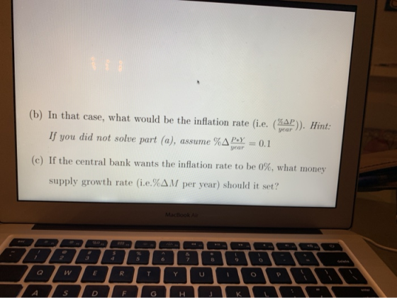 (b) In that case, what would be the inflation rate (i.e. (%AP)). Hint: year If you did not solve part (a), %A Pay year assume