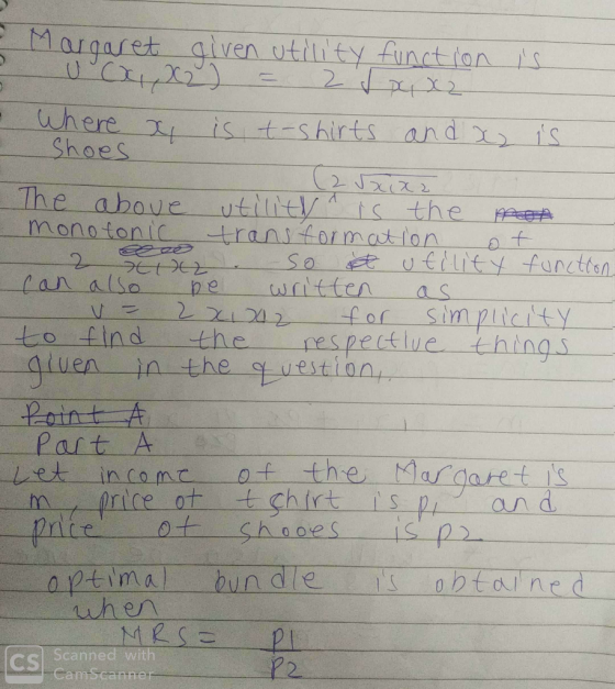 Margacet aiven uttlty funct ion s where t Shoes ist-shirts and iS The above utilit is the monotonic transtomatton utility fun