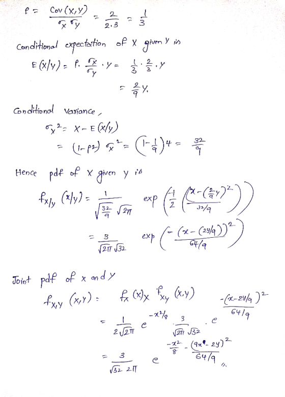 3 Conditional expectarfion of X qien y h 2 Vaiance Hence pdf of X Aven y ih 3 2 2I7 32 Toint pdf of x andy 6 y/ гул 3 32 2