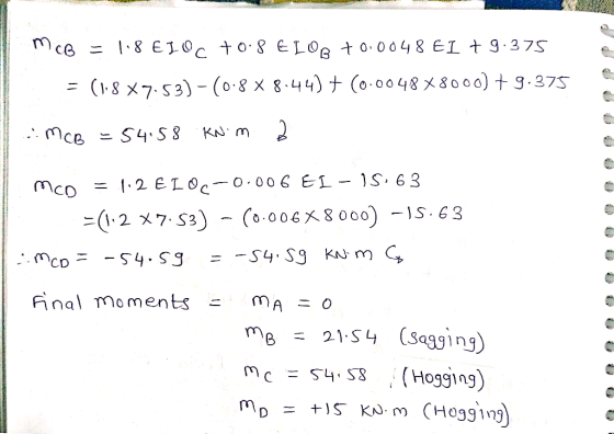 1.8 7: S3 mco = Anal moments s (Sagging) c 3453 . (Hogging)