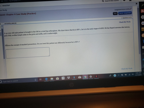 ng cengage cu Q Search this course MINDTAP 0 se Study ment: Chapter 4 Case Study (Practice) Assignment Score 0.00% Save Submi