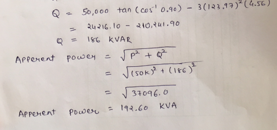 Q5o,0oo tan (cos o.40)3 (123,1 4S 2 오 310q6. 0 АРРен ent Poco er -194.60 KVA Pdwe