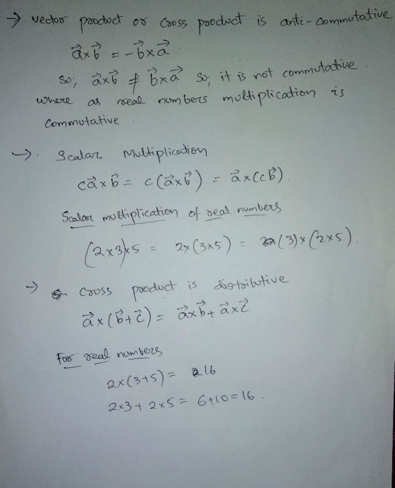 ラveckor pocket ors cos, poodpd. is arti an Commu ,ax b bna it is not commutative where a, (oeal. nor) beras multi Scalmutkpli