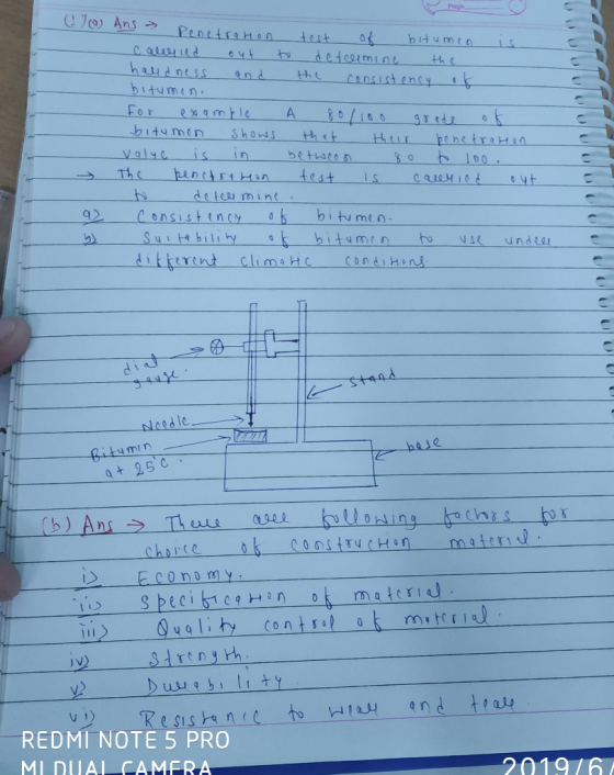 Page U Ans > PenetraHon test af detcrrmine bitymen I S cauyied the haudness 9nd thu CoDSIst ency k bitumen For e%amtle A gTrd