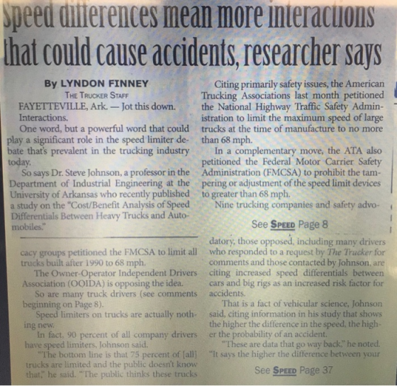 Speed dlerences mean more interacuions hat could cause accidents,researcher says By LYNDON FINNEY Citing primarily safety iss
