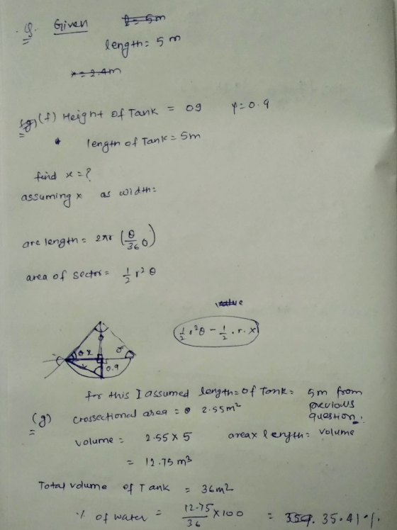 length: 5 m assuming x as wdh: are lengths 2 (8 36 area of sect. ½ ro 0.9 干吖this lass urmed length-of Tonks. 5m from crosecti