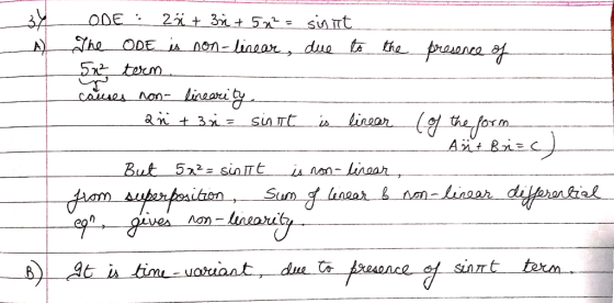 sis t 2i+ 3n t 5t - ODE he ODE js nGn-linaor dua ta the fresenca of 5xterm lincari ty causes linsor thefor AB Linaar unear b