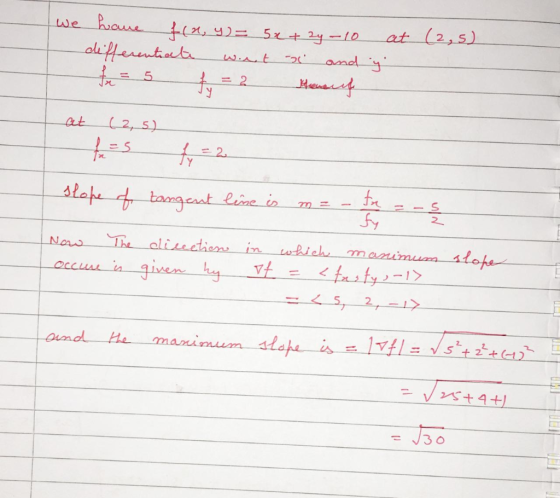 (2,5) at LWe 5 + 24-10 alifferntiet w.At 5 = 2 (2,5) at 2 slape tamgeat lee in IS 2 Tre alicectien in ohich slope Nas manimua