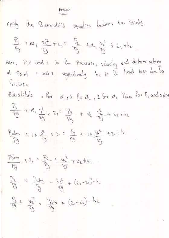 nd datum ach head loss de o Hee, P,v and 2 (L Pressure, velocibya atPoin and Specti PicEion Py Ts + (21-2