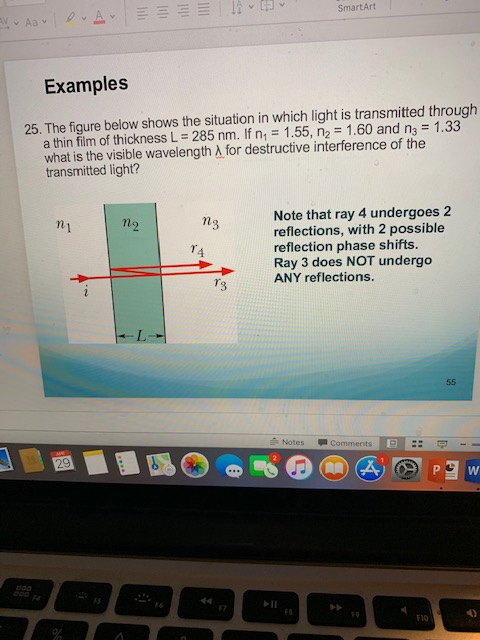 SmartArt Examples 25. The figure below shows the situation in which light is transmitted through a thin film of thickness L 2