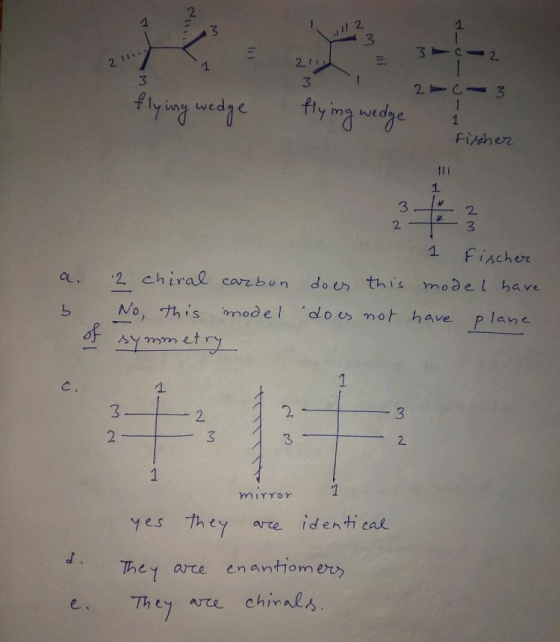 2 ll 2 3 1 3 2 2 211レ 3 2. C 3 tly ing rdge 1 1 Fikcher 3 2 3 1 Fischer 2 chiral carzbon a. do er this model have No, this mo