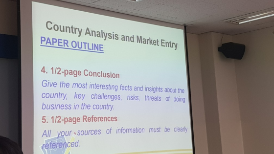 Country Analysis and Market Entry PAPER OUTLINE 4.1/2-page Conclusion Give the most interesting facts and insights about the