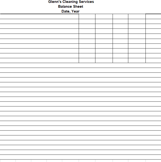 Glenns Cleaning Services Balance Sheet Date, Year