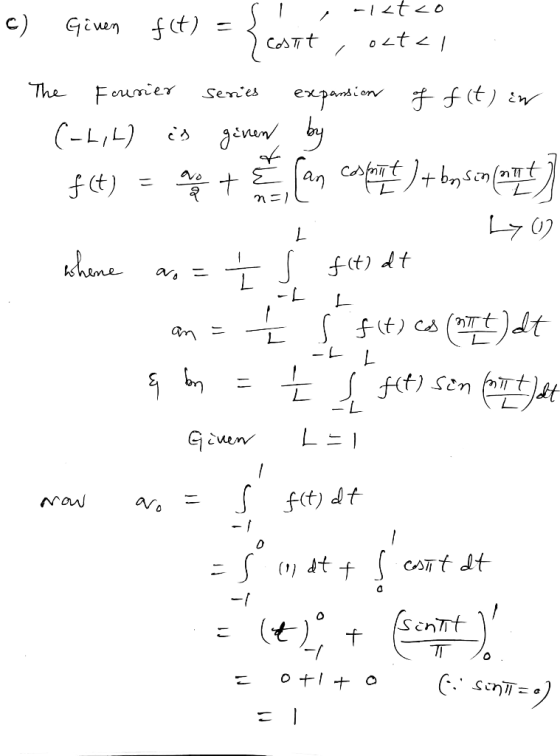 -1t<o c) Giwen ot CoTt The exjandion f (t) iw bay cAfartbsn Ferunier Senes S(nt an t) hine t) t ar -L (t)t T ft) c L ft) sen