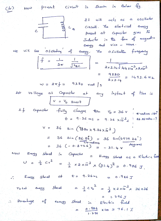 Bela Shown in Prsent ciTit Now oscllat acts will C as electrical The Ciacuit erangy Copacitr forom gn Prescut at gives Induco