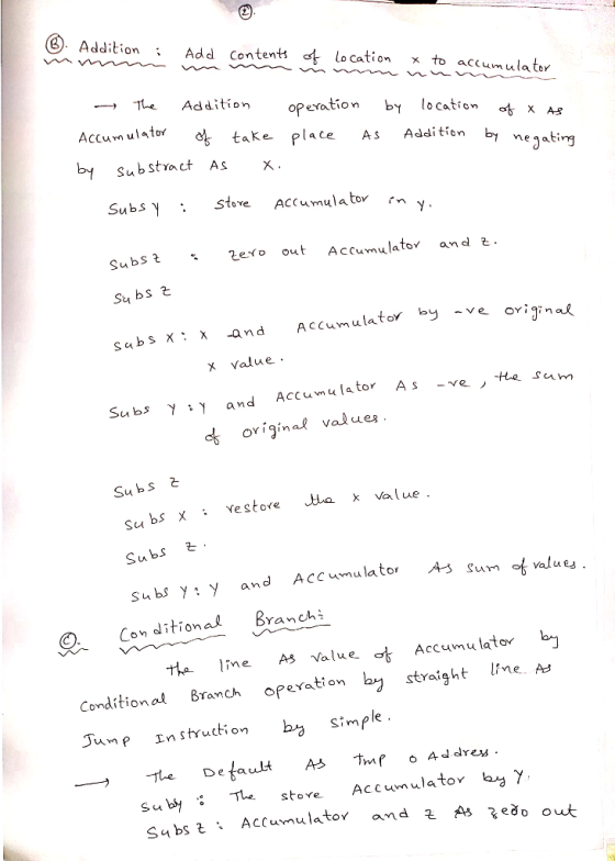⑥. Addition ; Add Contents at location x t accumulator ,14 Addition operation by locationofxAs Accumulator of take place AS A