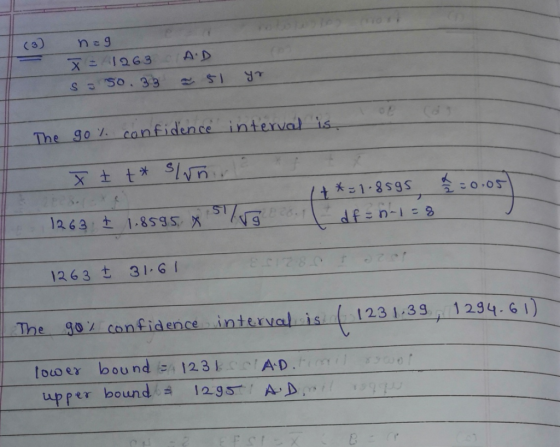 (3) na 9 X 163 A D 85953 1263 t 31.G ( The 40 con fidence interval is123 1:39 1294.61) touo er bound 123kAD und 129s AD