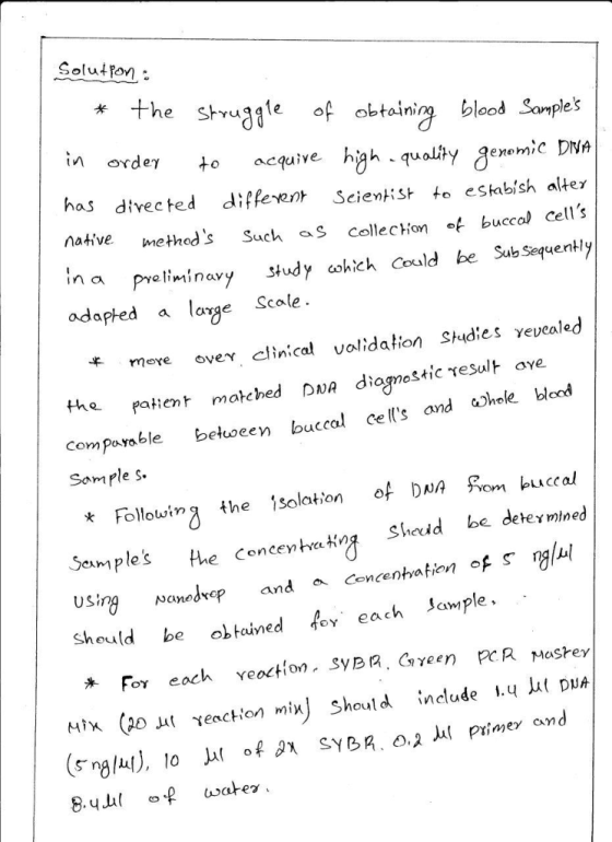 Solutron *the shyuaale of obtain bloodSomples in ordeγ to acquive, high-qual과 gene me DNA has direc ted different Scie까:Stfo