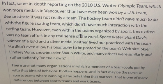 In fact, some in-depth reporting on the 2010 U.S. Winter Olympic Team, which won more medals in Vancouver than have ever been