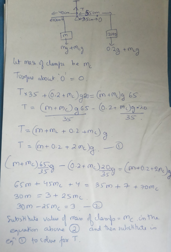 YOCm Degscms0 EIOn 203 damps Toque alout 0= C be m ma ss Tx35 +0.2+)g0- Gn+mg 65 T 2+ 35 35 T-m+m O2 T= m+0.2 23 m) 02+MS20-n