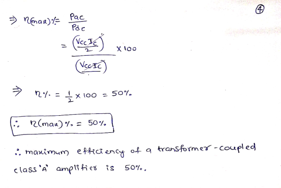 maxI. Po c 2. Vc ● m eHIC en c of transform e -coupled classa. amptthes is 50% . mavimu