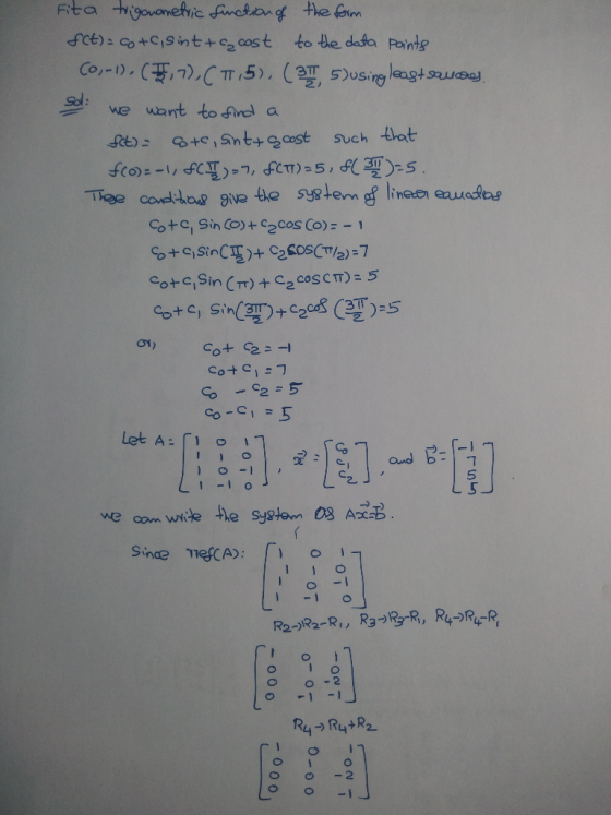 Fita higovonehic Anctang the ferm fct): co+Cisint+cost to the data Painte Co,-1). C,)CT 5), (3 5using leagt sauee Sol: we wan