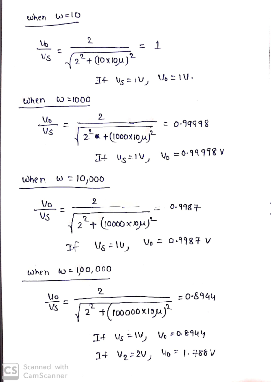 2. 2 Ub Us ニ 0.99998 2 when ω_ io,000 2 o. 9987 US 2. = 0.8944 2 0 ned with CamScanner