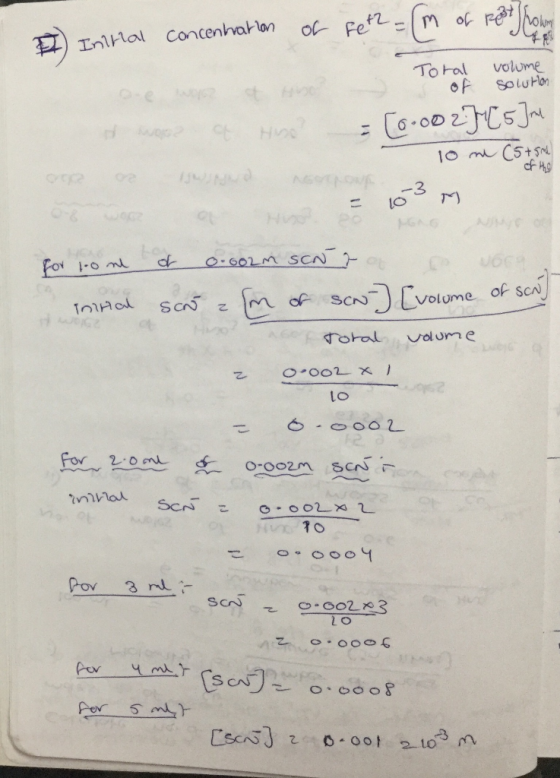 m of re Vokum or Fe Inlklal concenhvat lan volume Soiuton To tal Co-00 2Cs C5+5N Hns O2 oup -3 10 O8 Hsg W 46G 0-601m SCN For