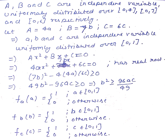 in dlapen dint A , B and C veruabu, Untormaby olùtribiuted outr l0,47, Lo, rer pictive Cn c =7 b C 6c. r inclapinclun roriab
