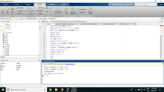 MATLAB R2018a Search Documentation Log In EDITOR Find Files Run Section Compare New Open Save Advance Run and Print Find Inde