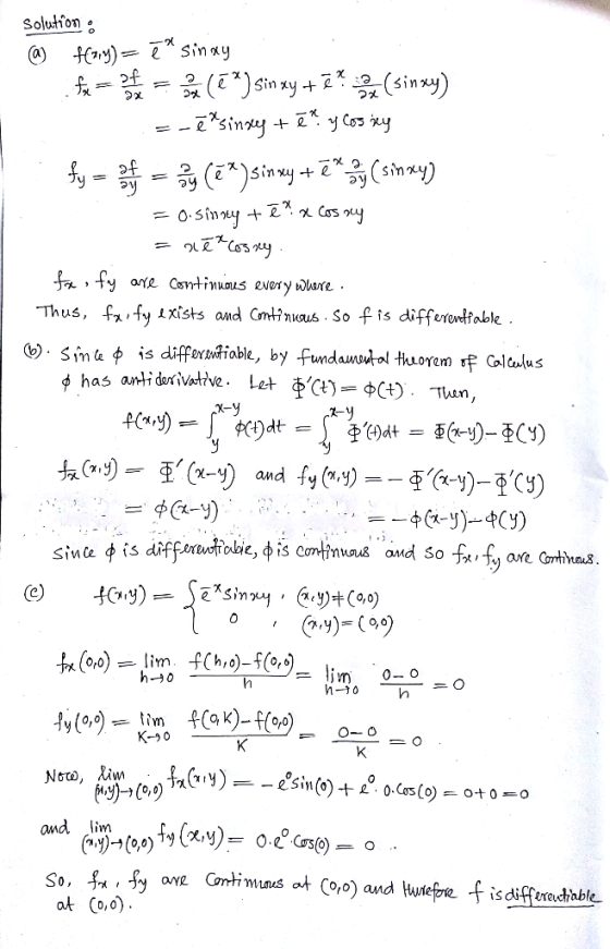 +y arte Comtinus evory Wlae -Thus, f지 fy 1xists and Crm47nuos.So fis differentfable . Sin& φ is differentiable, by fundunto