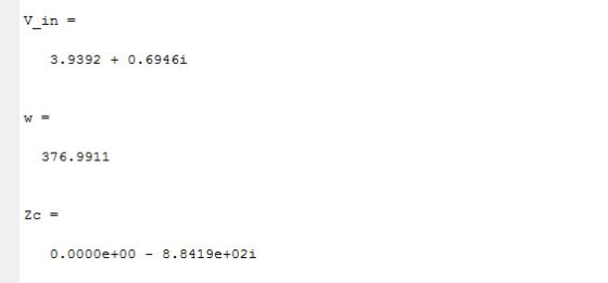 V in 3.9392 0.69461 376.9911 0.0000e+00 8.8419e+02i