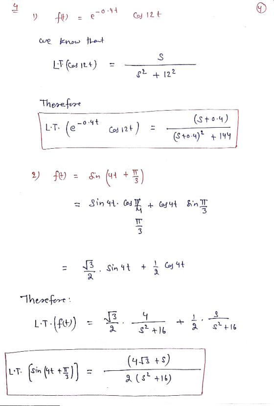 4 gl + 122 Therefre (s+0-4) L.T. (e Co 12- 3 3 L-T.[ft)) - LT Sin t