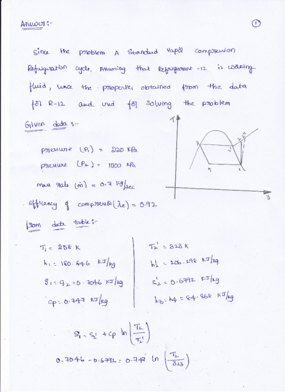 Sin he pioblem A Standud Vapa Compieuion Awum i d the piope ootned (emthe data や1 R-12 and, uud solutng the poo blem Given ld