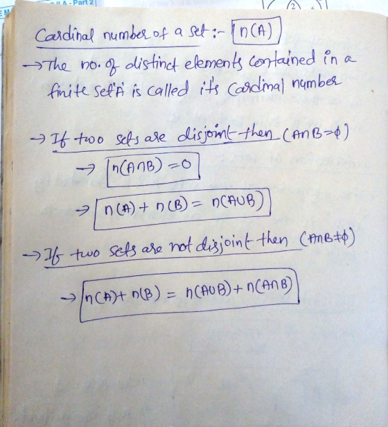 LA-Part 2 Cendinal umbet of a etCA) づThe ro·g distinct elements contained in a ー)/nCP)+ n(B) = h(AoB)+n@nB)