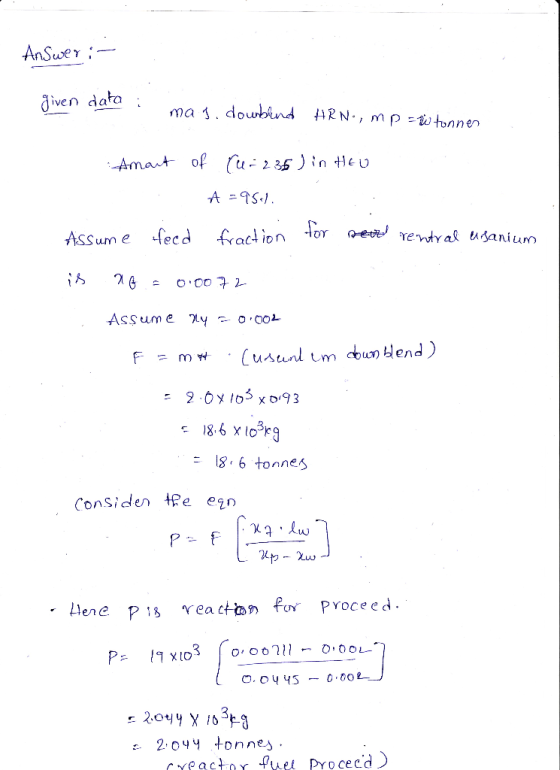 AnSwer diven data ma 1. doubind HRN, mp =wtnnen Amat of (u 2 35 n eu A S1 Ll ipn tor Qev rentr ak usanium fecd AsSum e O O0 2