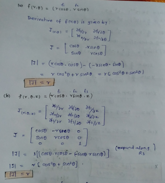fi ta f(ve)=(rcose, Ysine) fa Derivatve of fme) is giveo by (41A) COSO YSINO J = Sind YCOSE 131(cosD. coso )- (-Ysin- Sino Yc