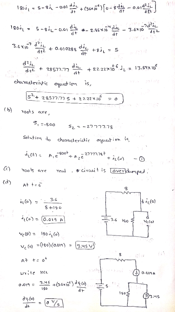 d t gOJ. 5-8tL-0,01 c-L а-2.ssxo dt? dt + 28577.77 ( roots are 1-800 soot =@so)(0.0เร). (3.4sJ So So 3.45 dv (o)