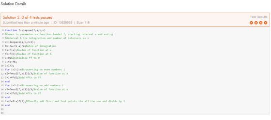Solution Details Solution 2: O of 4 tests passed Test Results Submitted less than a minute ago | ID: 13625953 | Size: 118 1fu