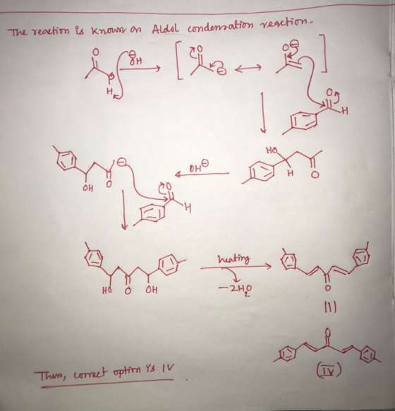The reautim is known an Aldel condenation yeactiom H H HO DHO 4 OH hating HO OH -2H0 V Thum, corect optim Ys IV om
