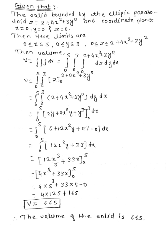 Ciwen that- The salid bounded bj doid zニ2+212+32 and the ellipic parabo coo7 dinate plon es 0 Then Hese dimits are 2 2. Then
