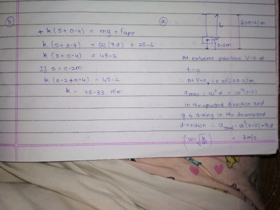 ato-2) m +k(sto-4) Fapp ma k (st0.4) (2) (9.8 + 25a6 02m R (s+0.4) = 45.2 At epteme pesition V-0 at 45 2 k (o-2+0-4) - nt VEo