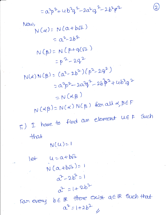 2 have to find am element ue F Such that i)